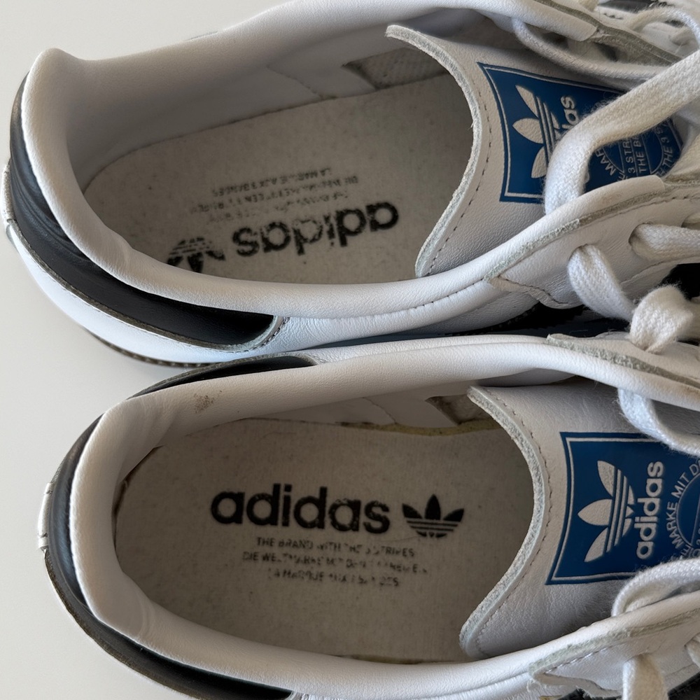Adidas Classic White Leather Black Striped Samba Gum Sole Mens Sneakers 7 1/2 - Picture 6 of 11